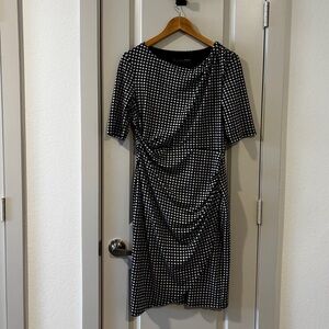 Chetta B Black and White Patterned Midi Dress